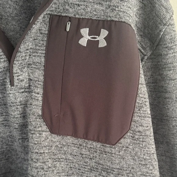 Under Armour Heather Gray Pullover with Chest Pocket - Picture 4 of 4
